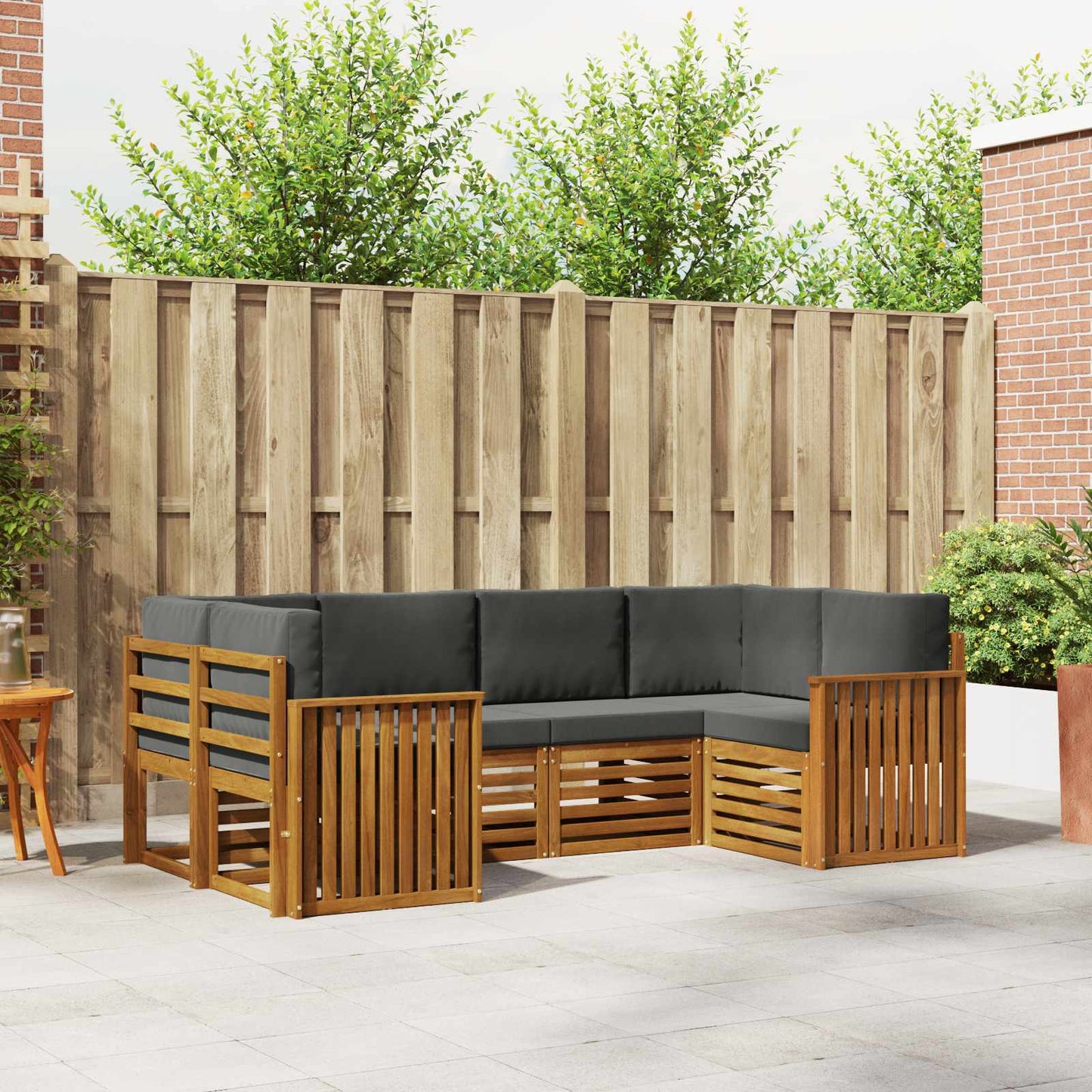 Set divani 20 pcs Naturale e Antracite Legno di Acacia Massello