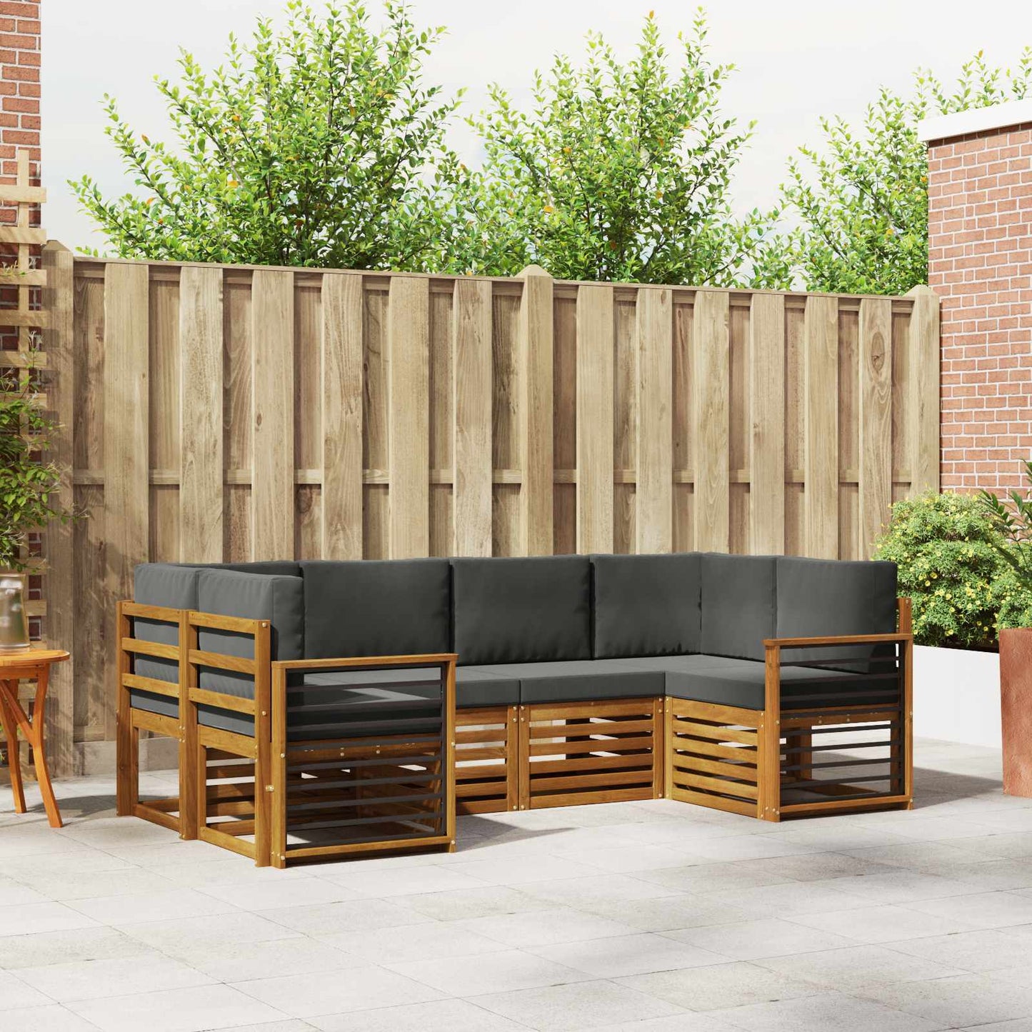 Set divani 20 pcs Naturale e Antracite Legno di Acacia Massello