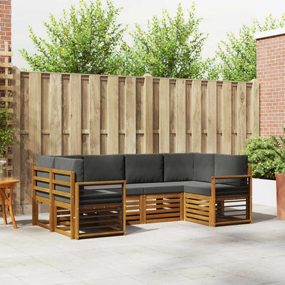 Set divani 20 pcs Naturale e Antracite Legno di Acacia Massello