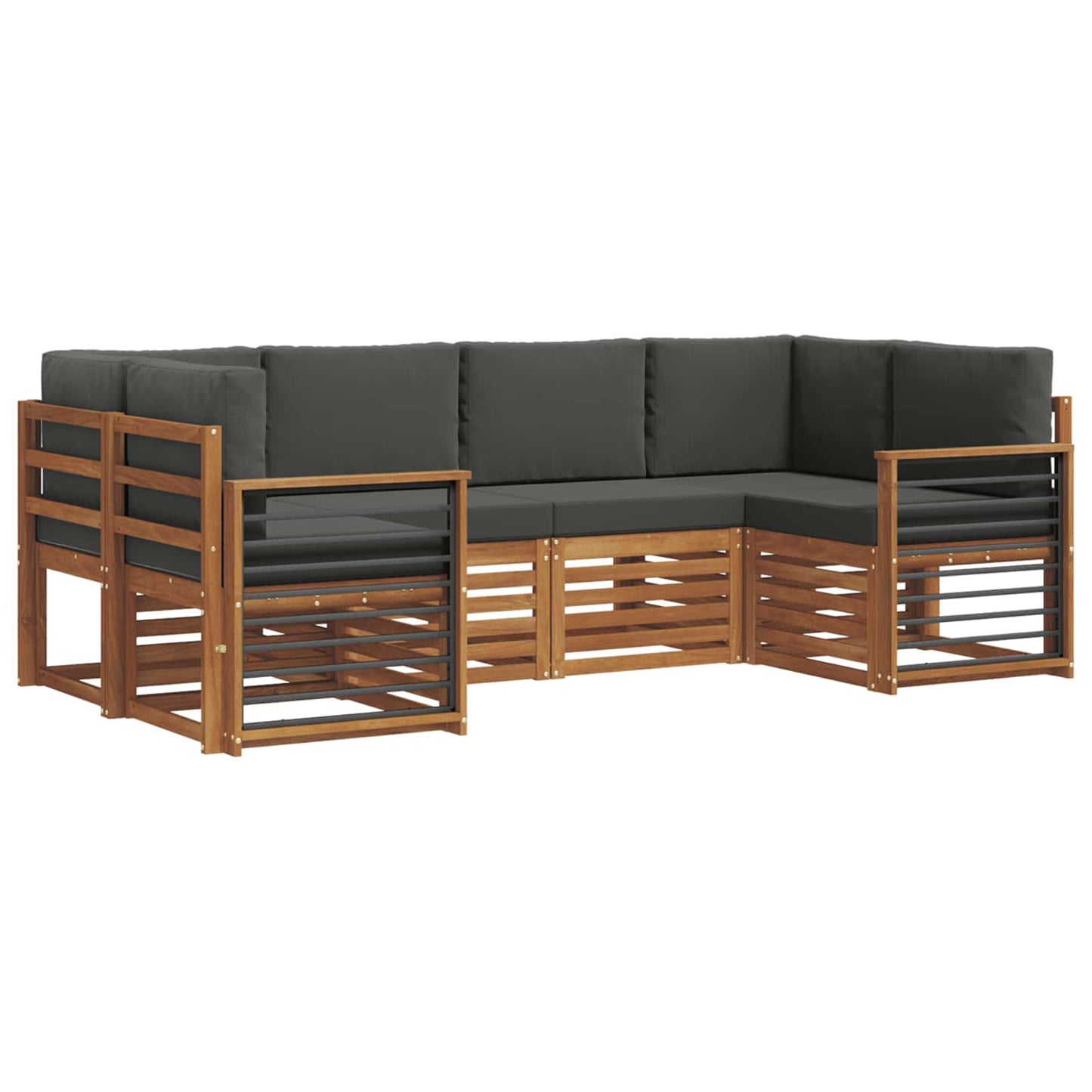 Set divani 20 pcs Naturale e Antracite Legno di Acacia Massello