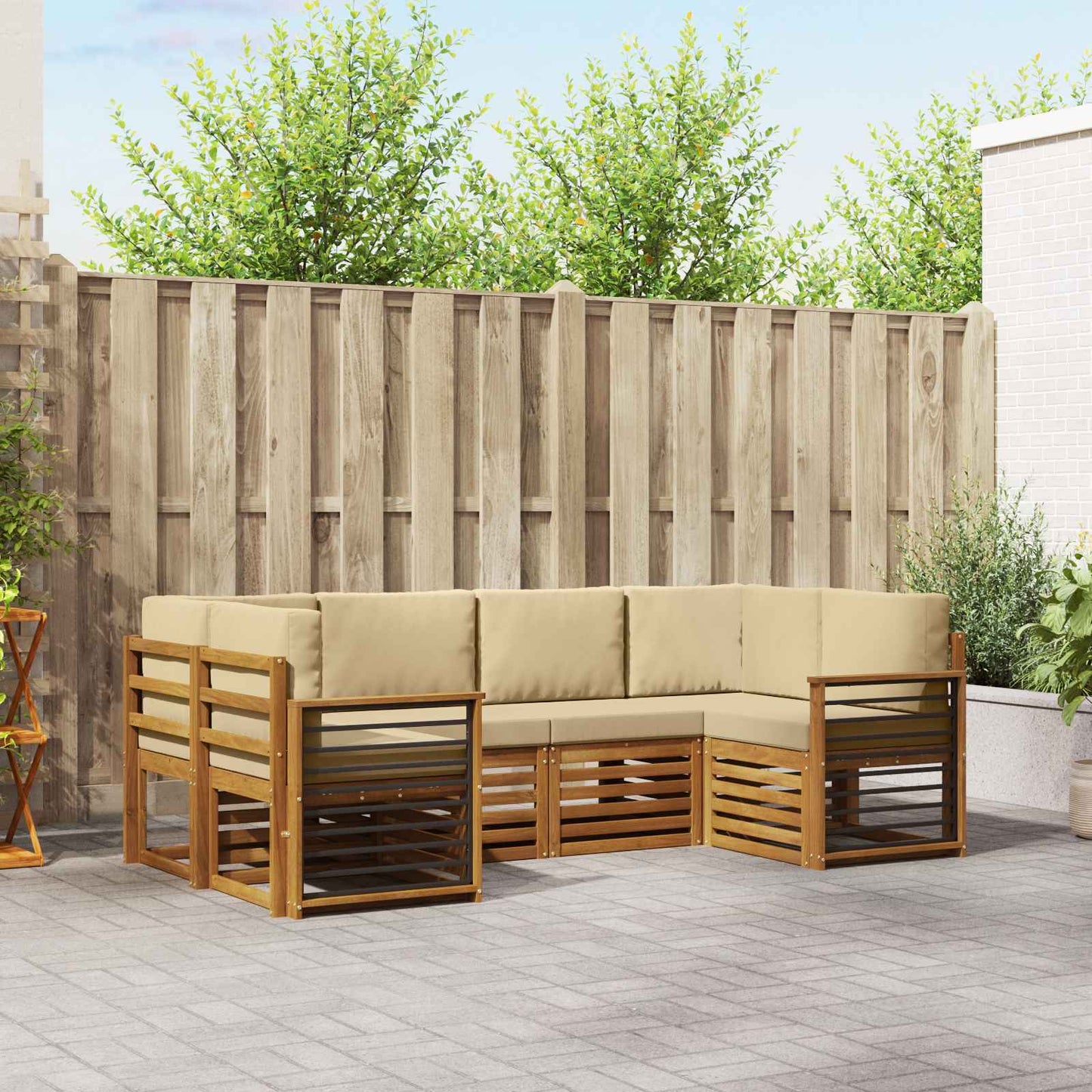Set divani con cuscino 20 pcs Naturale Legno di Acacia Massello