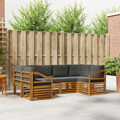 Set divani 20 pcs Naturale e Antracite Legno di Acacia Massello