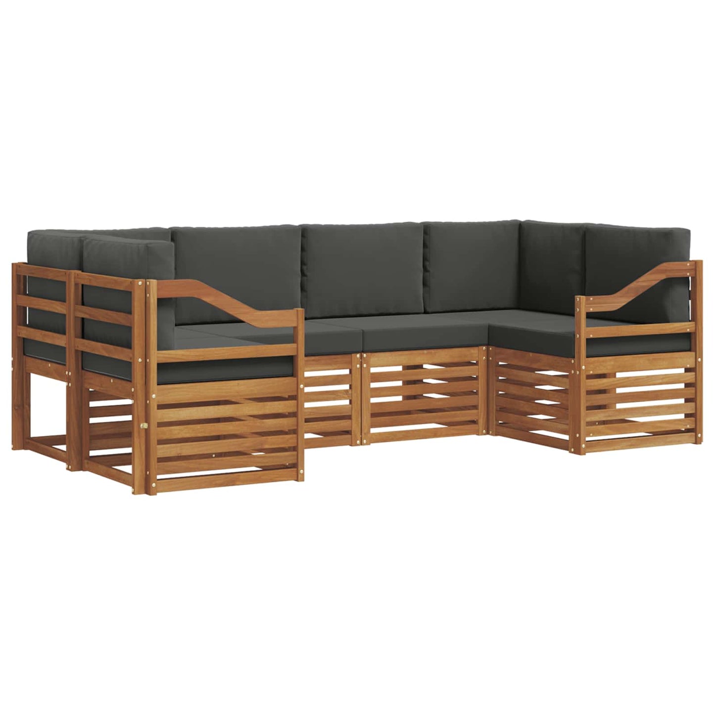 Set divani 20 pcs Naturale e Antracite Legno di Acacia Massello