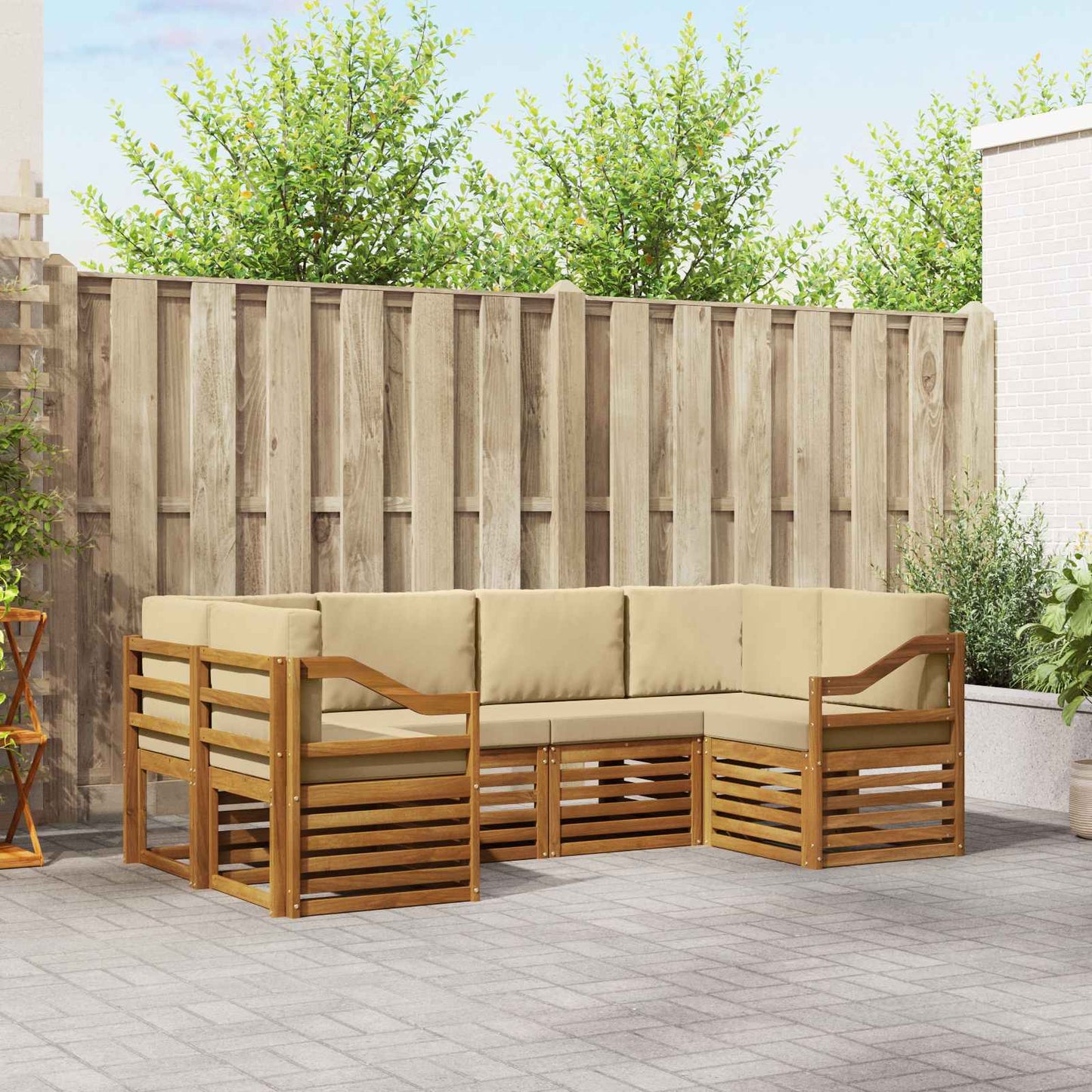 Set divani con cuscino 20 pcs Naturale Legno di Acacia Massello