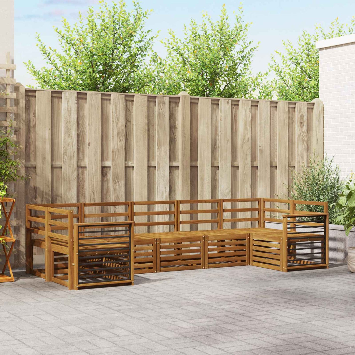 Set divani 7 pcs Naturale Legno di Acacia Massello