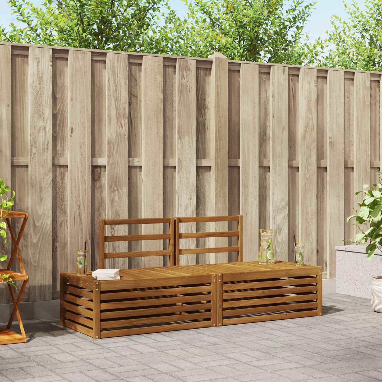 Set di divani da esterno 2 Pezzo Naturale 182,5 x 63 x 73 cm