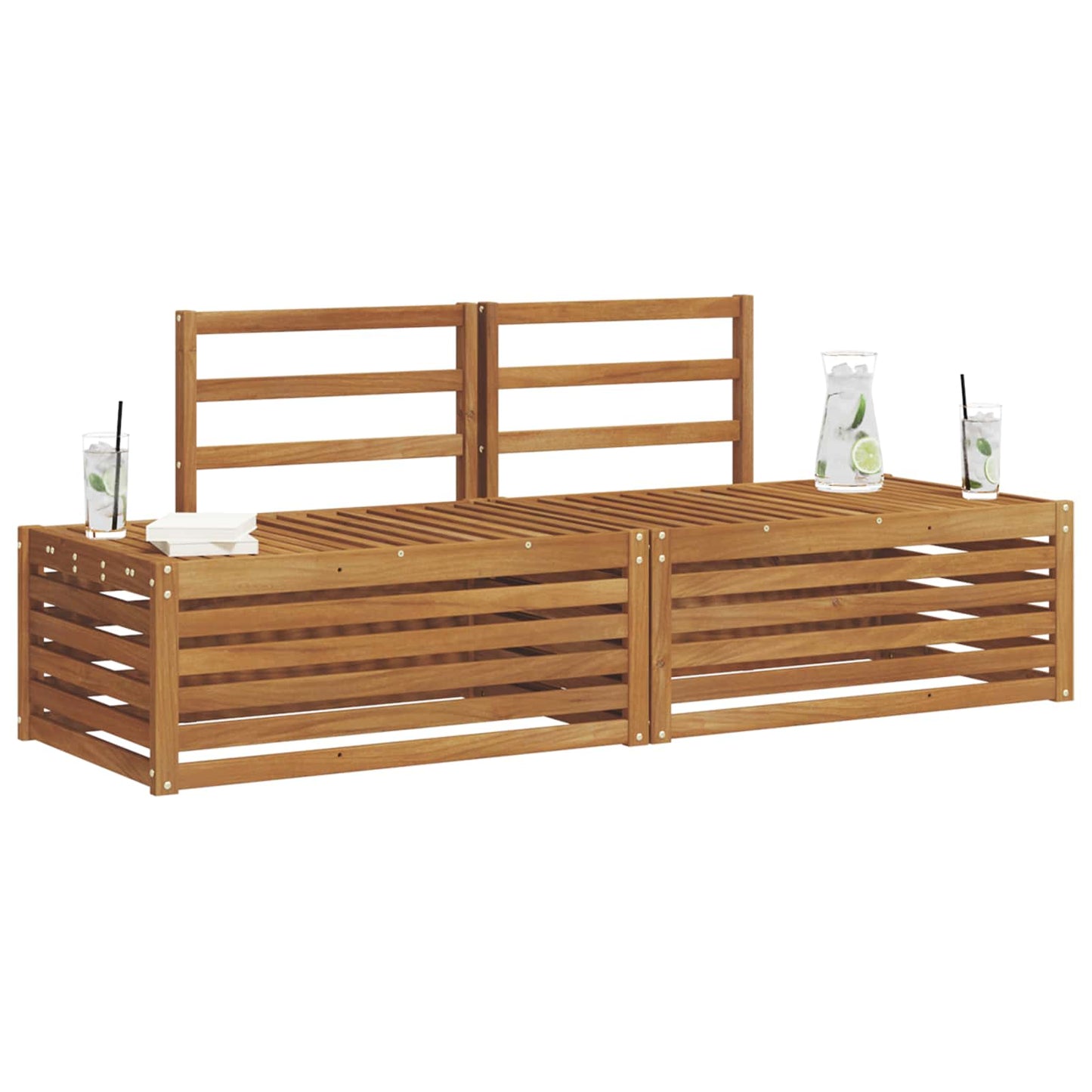 Set di divani da esterno 2 Pezzo Naturale 182,5 x 63 x 73 cm
