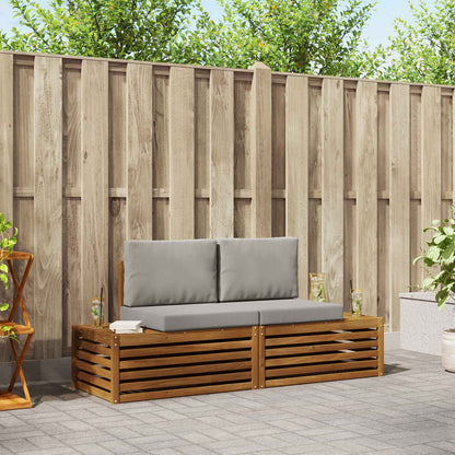 Set di divani da esterno 2 Pezzo Grigio Naturale e Chiaro