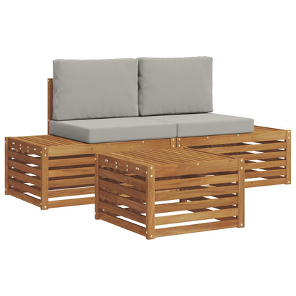 Set di divani da esterno 3 Pezzo Grigio Naturale e Chiaro