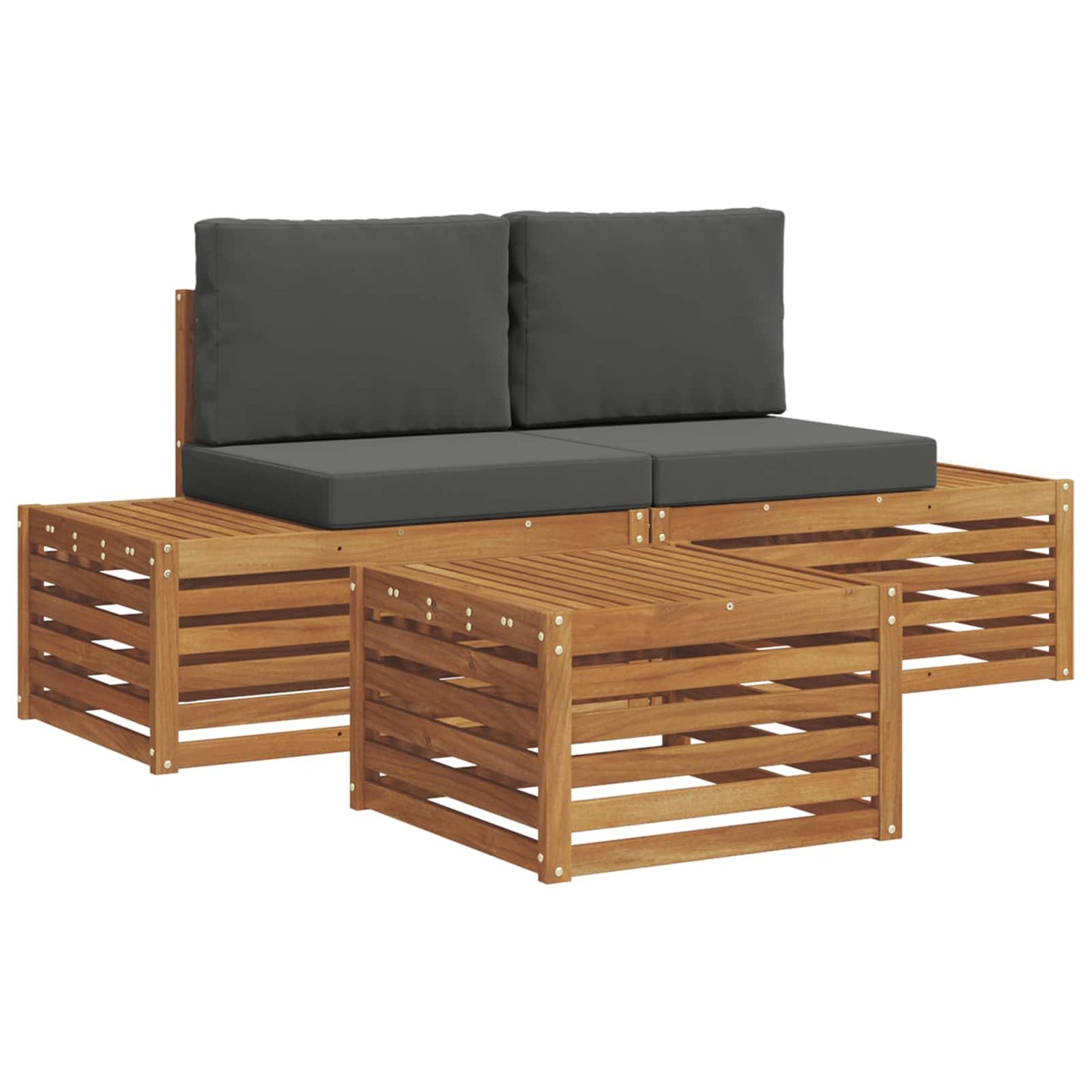 Set di divani da esterno 3 Pezzo Naturale e Antracite