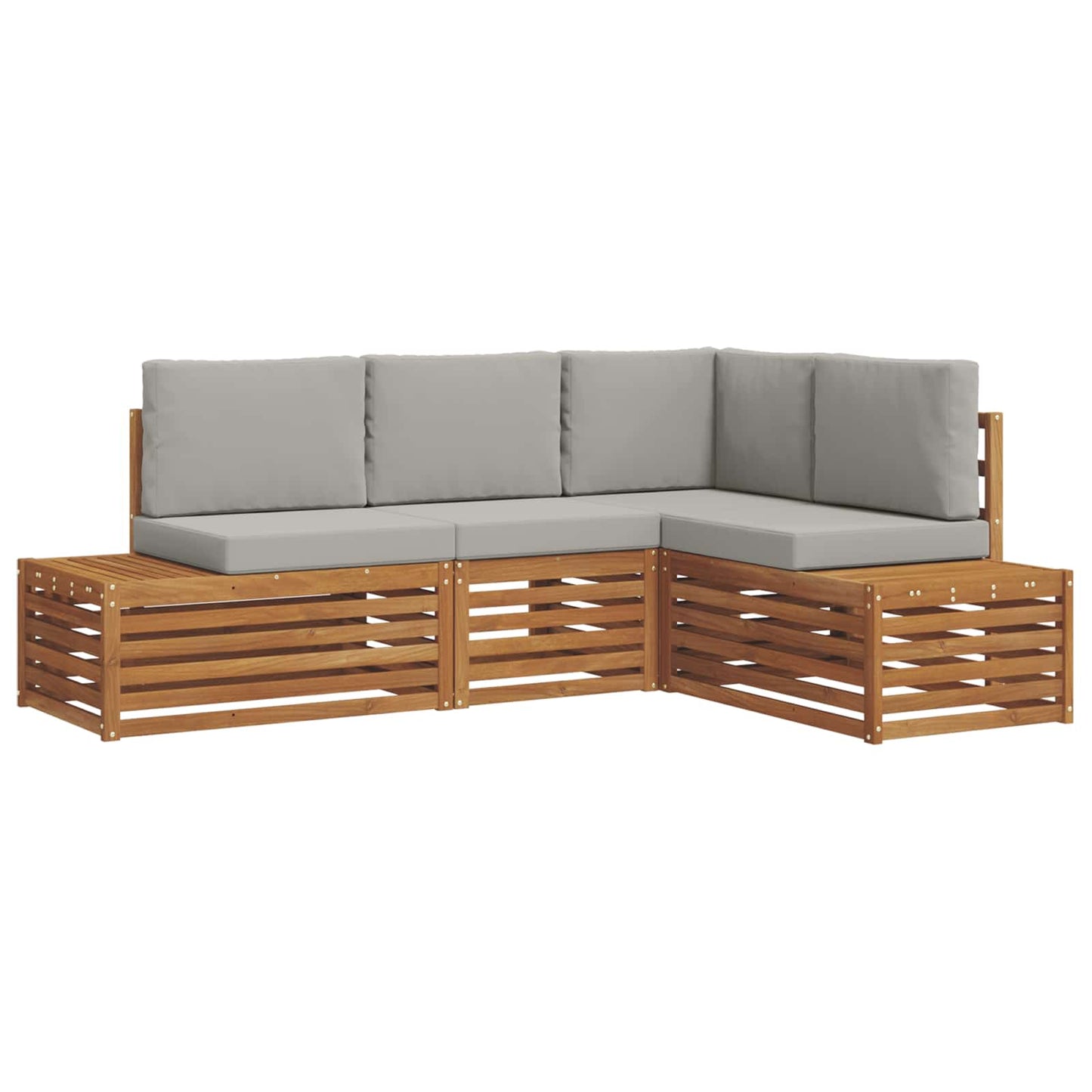 Set di divani da esterno 4 Pezzo Grigio Naturale e Chiaro