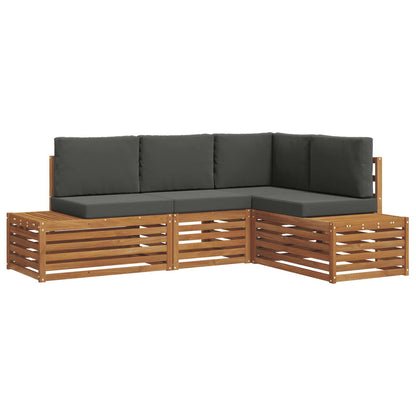 Set di divani da esterno 4 Pezzo Naturale e Antracite