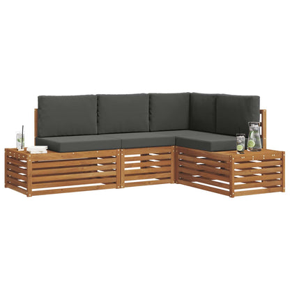 Set di divani da esterno 4 Pezzo Naturale e Antracite