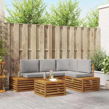 Set di divani da esterno 5 Pezzo Grigio Naturale e Chiaro