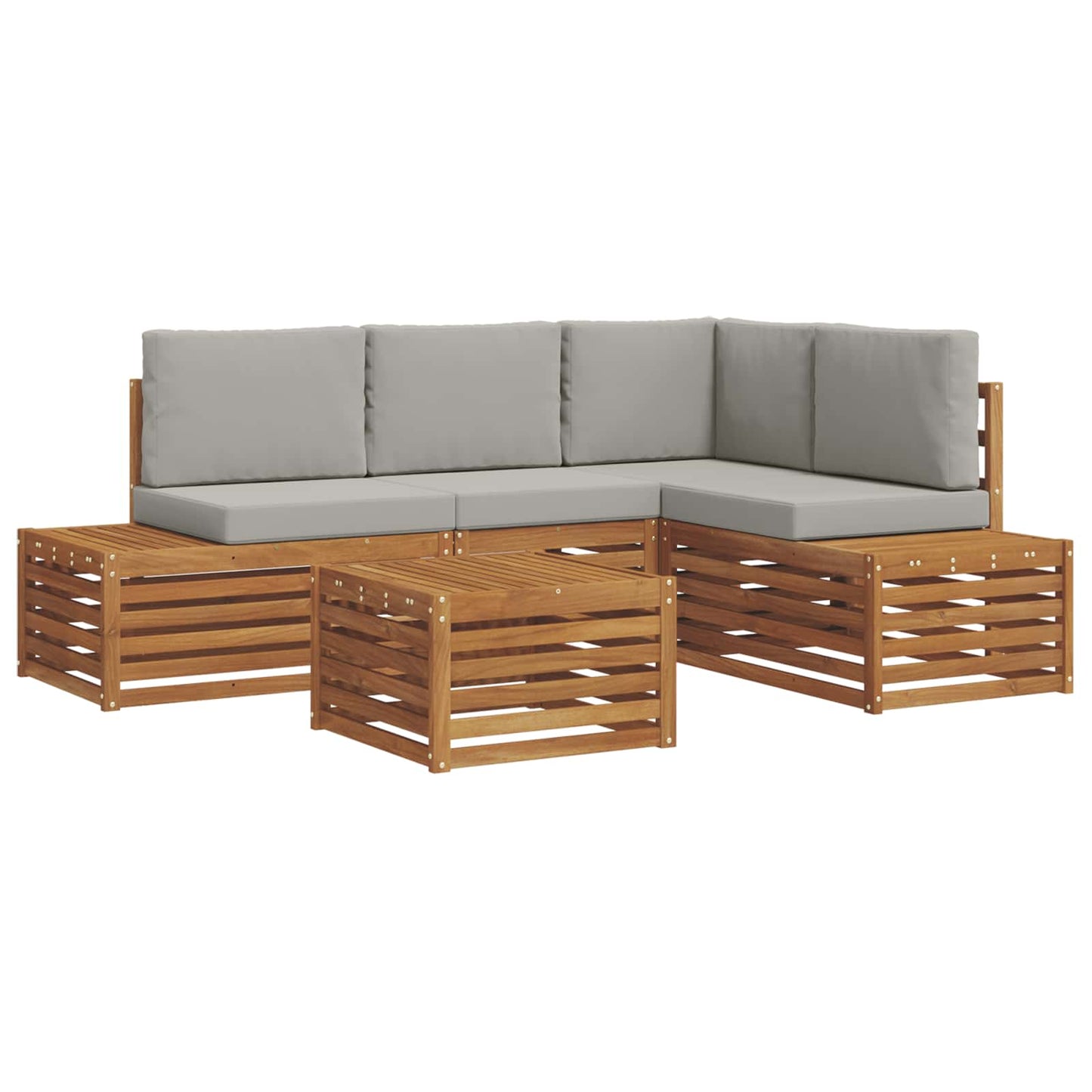 Set di divani da esterno 5 Pezzo Grigio Naturale e Chiaro