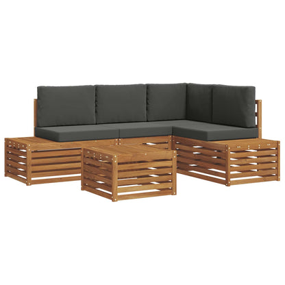Set di divani da esterno 5 Pezzo Naturale e Antracite