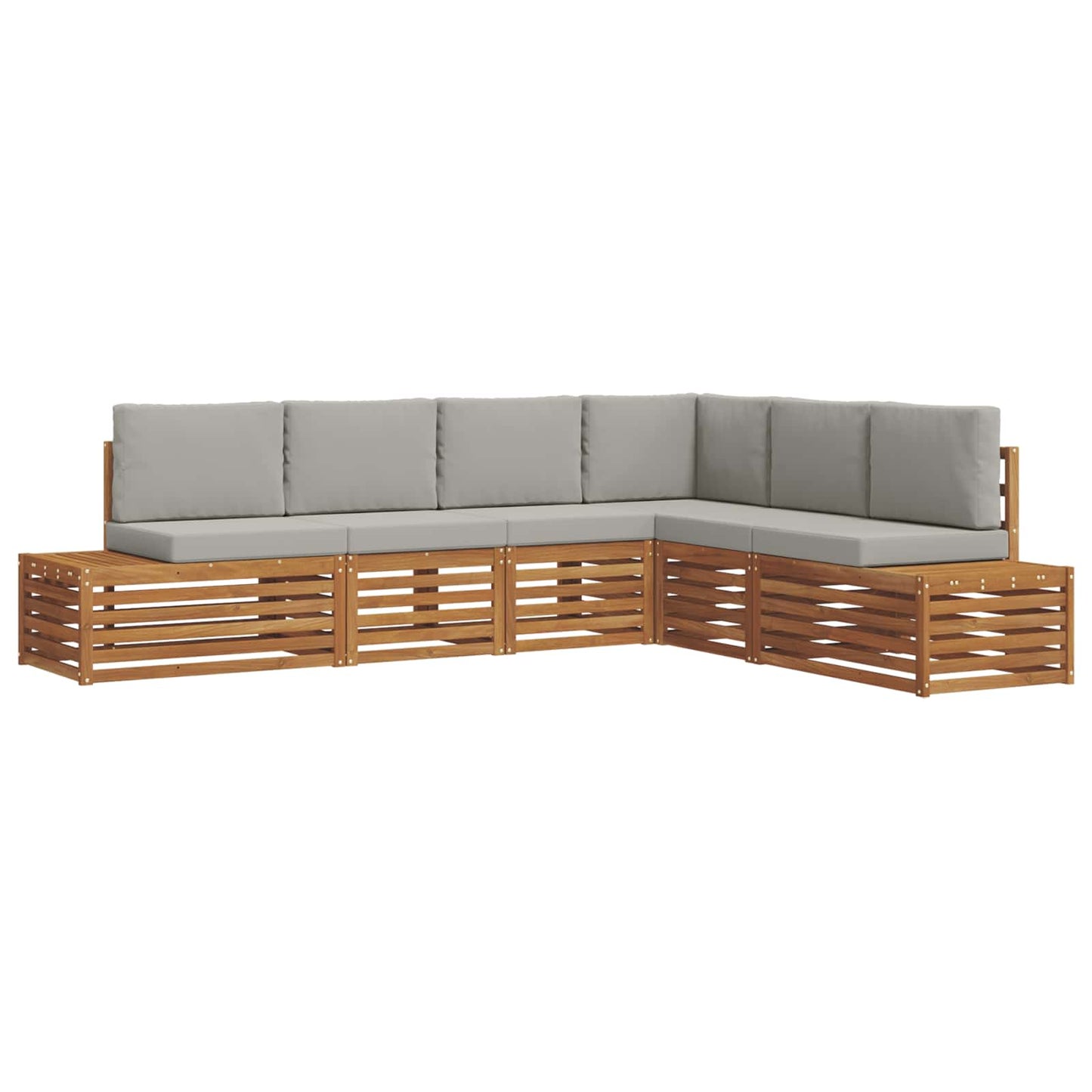 Set di divani da esterno 6 Pezzo Grigio Naturale e Chiaro