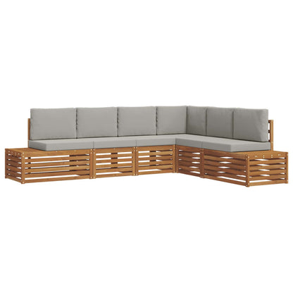 Set di divani da esterno 6 Pezzo Grigio Naturale e Chiaro