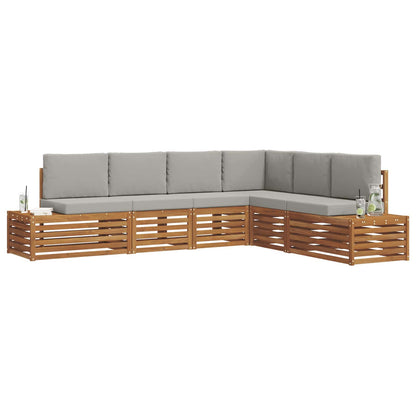 Set di divani da esterno 6 Pezzo Grigio Naturale e Chiaro