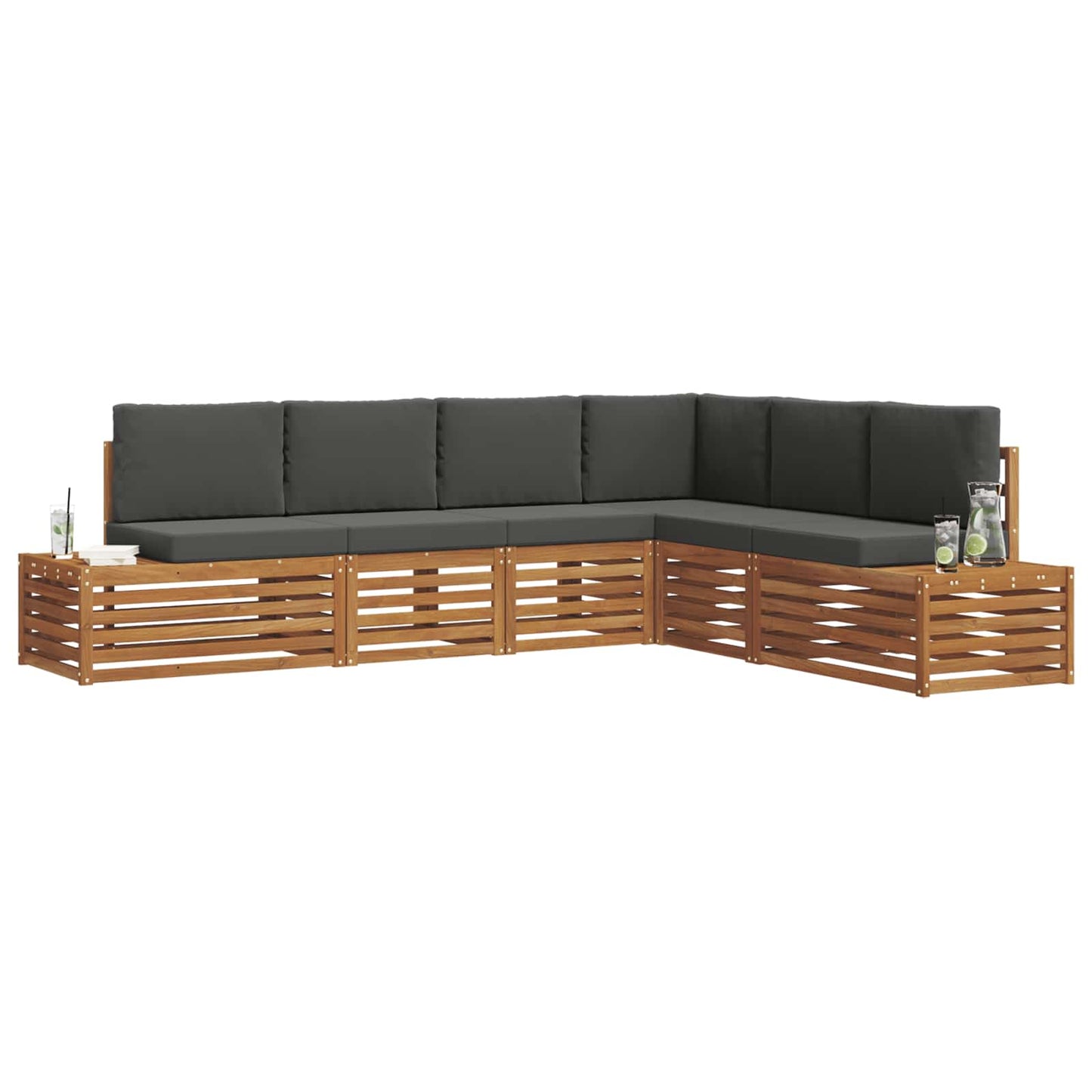 Set di divani da esterno 6 Pezzo Naturale e Antracite