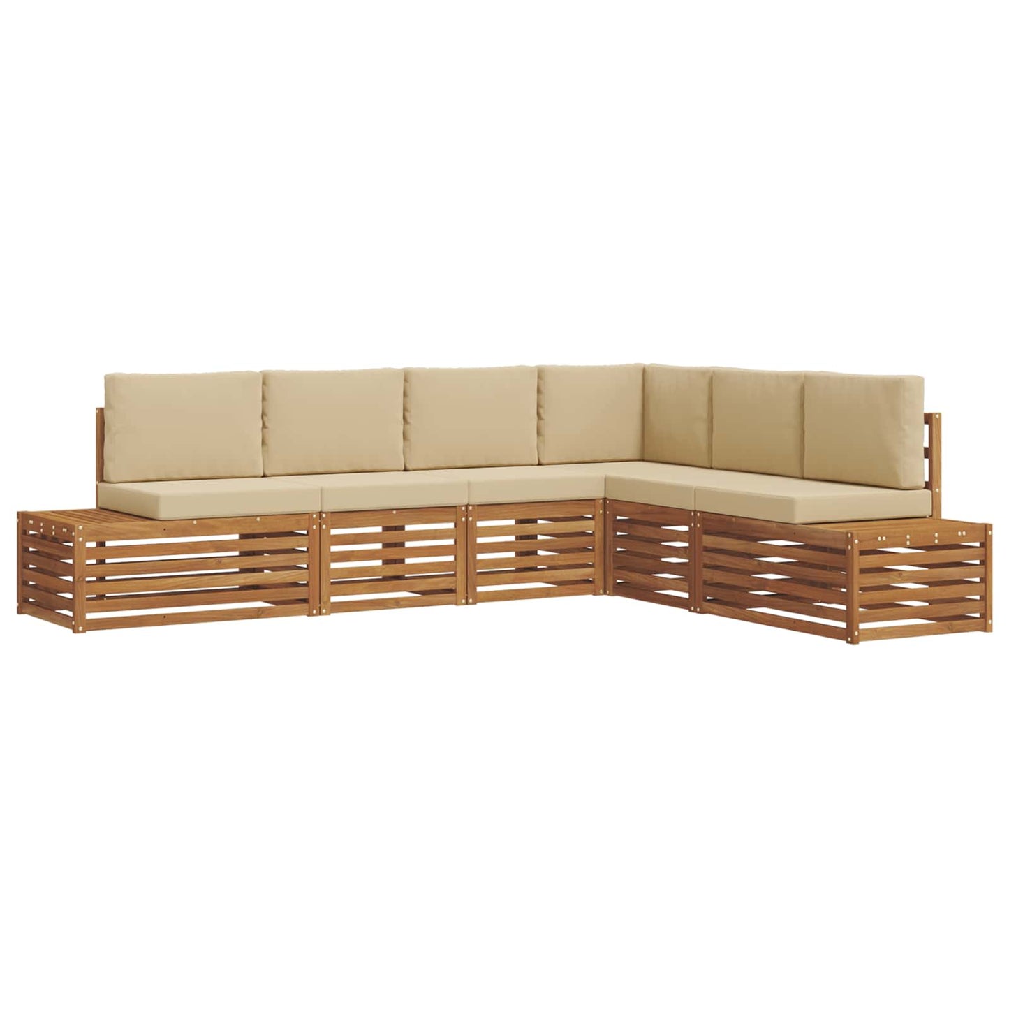 Set di divani da esterno con cuscino 6 Pezzo Naturale e Beige