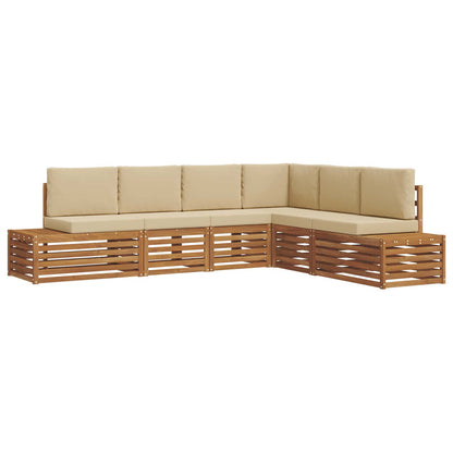 Set di divani da esterno con cuscino 6 Pezzo Naturale e Beige