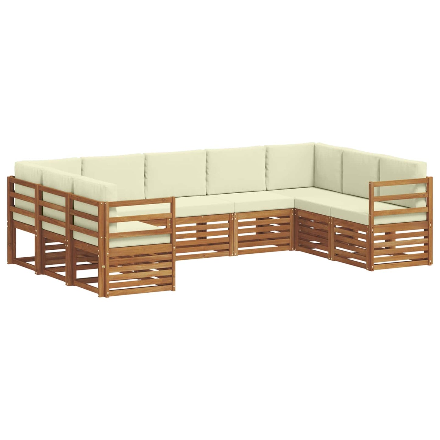 Set divani 9 pcs Naturale e Crema Legno di Acacia Massello