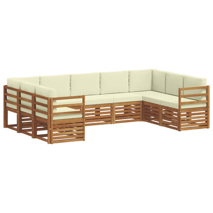 Set divani 9 pcs Naturale e Crema Legno di Acacia Massello