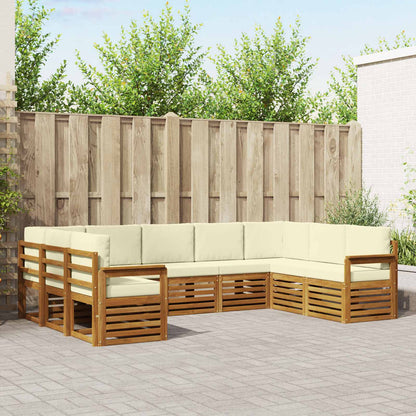 Set divani 9 pcs Naturale e Crema Legno di Acacia Massello