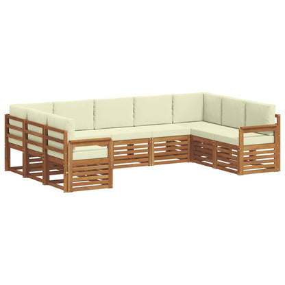 Set divani 9 pcs Naturale e Crema Legno di Acacia Massello