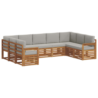 Set divani con cuscino 9 pcs Grigio Naturale e Chiaro