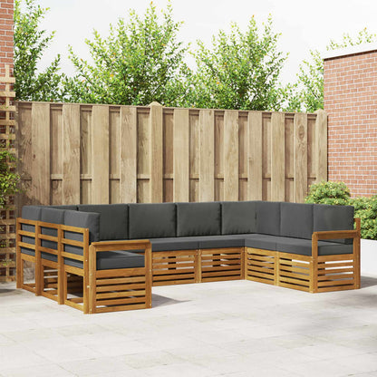 Set divani 9 pcs Naturale e Antracite Legno di Acacia Massello