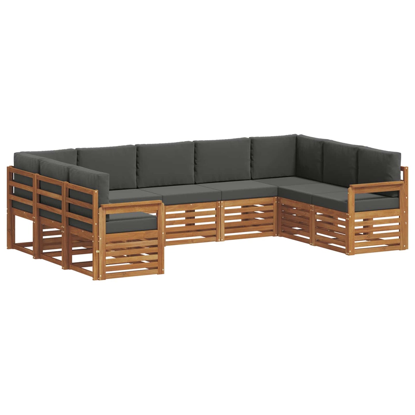 Set divani 9 pcs Naturale e Antracite Legno di Acacia Massello