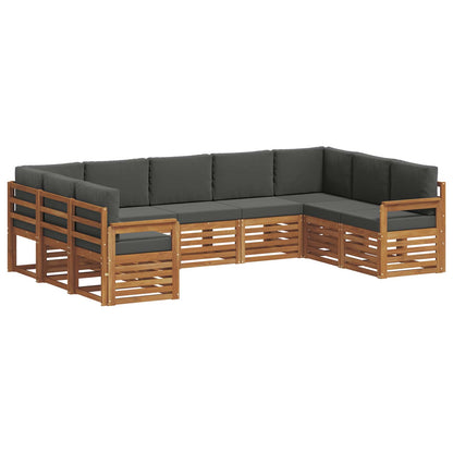 Set divani 9 pcs Naturale e Antracite Legno di Acacia Massello