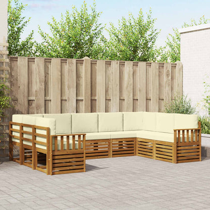 Set divani 9 pcs Naturale e Crema Legno di Acacia Massello