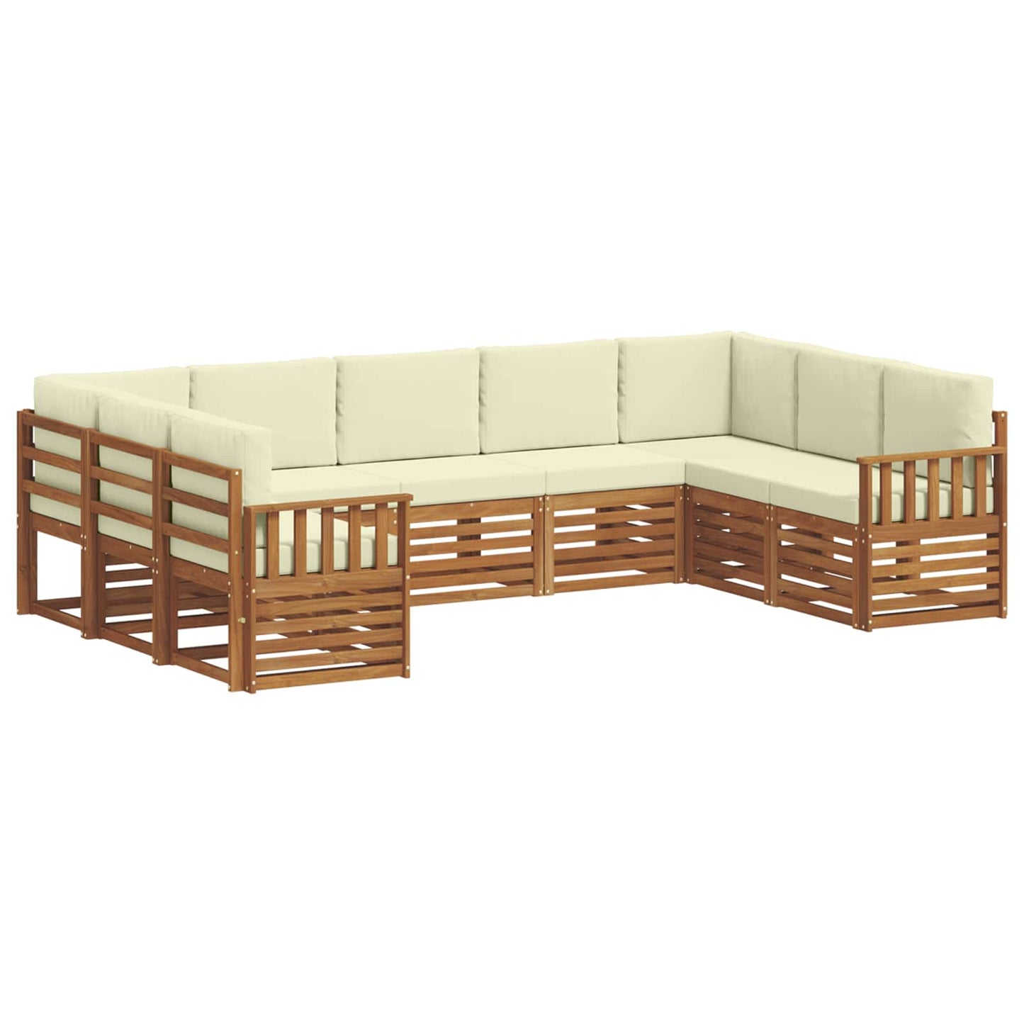 Set divani 9 pcs Naturale e Crema Legno di Acacia Massello