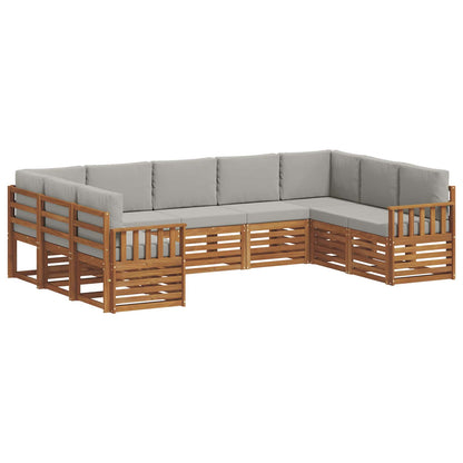 Set divani con cuscino 9 pcs Grigio Naturale e Chiaro