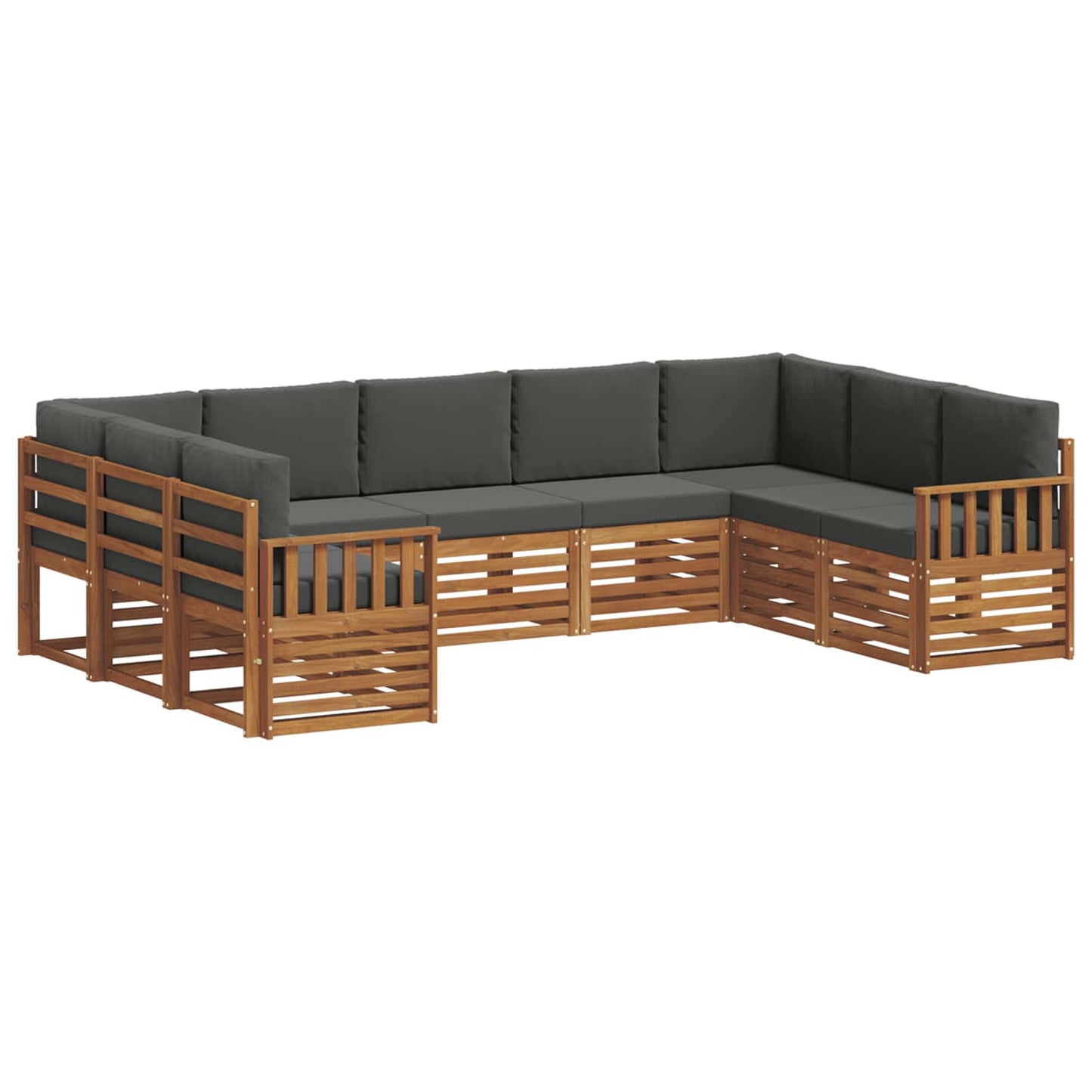 Set divani 9 pcs Naturale e Antracite Legno di Acacia Massello