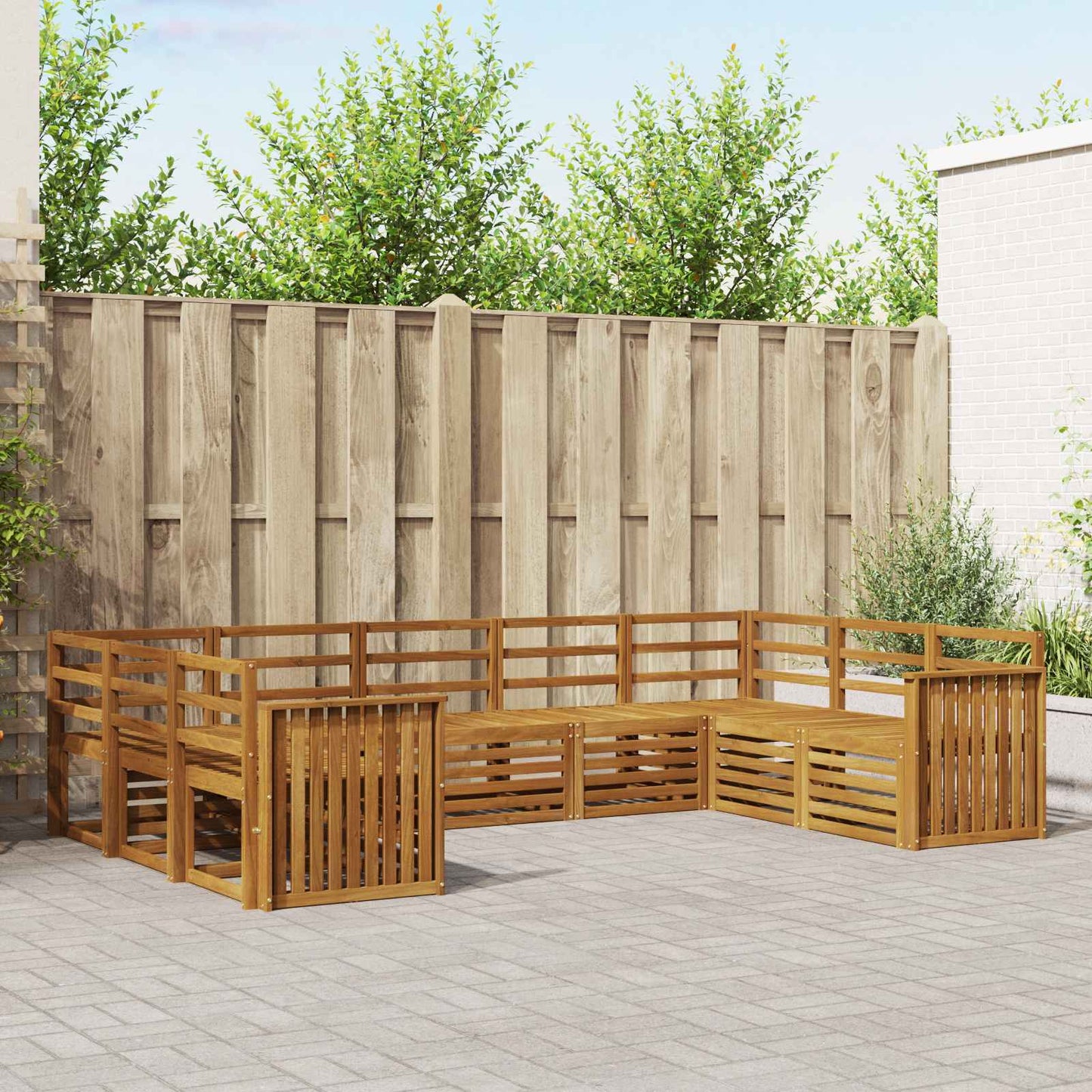 Set divani 9 pcs Naturale Legno di Acacia Massello