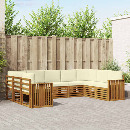 Set divani 9 pcs Naturale e Crema Legno di Acacia Massello