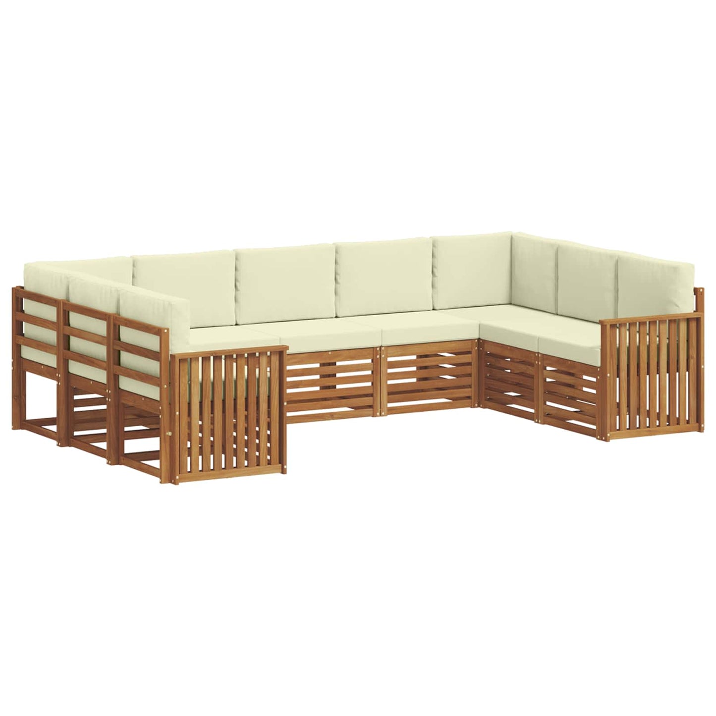 Set divani 9 pcs Naturale e Crema Legno di Acacia Massello