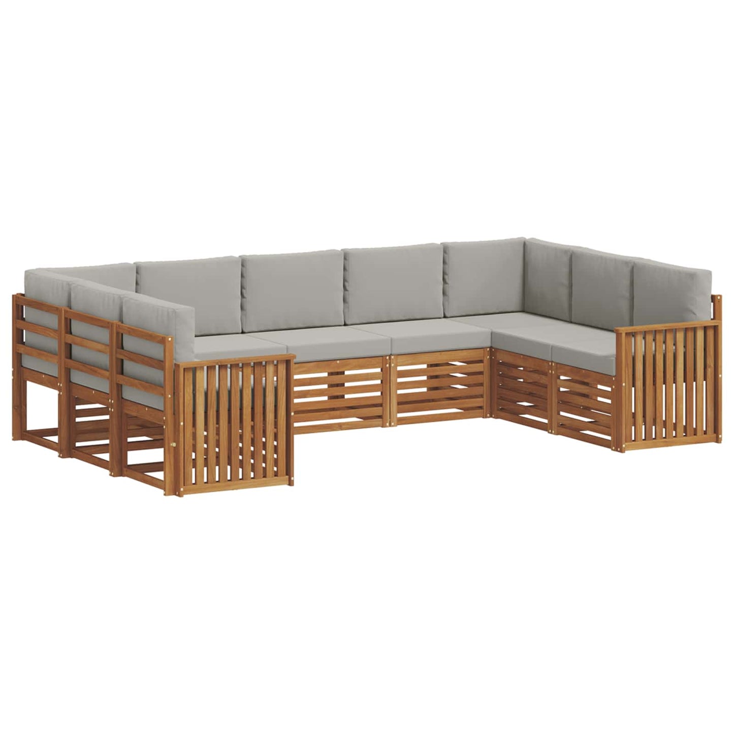 Set divani con cuscino 9 pcs Grigio Naturale e Chiaro