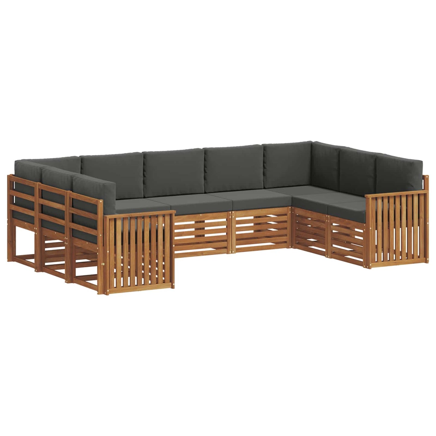 Set divani 9 pcs Naturale e Antracite Legno di Acacia Massello