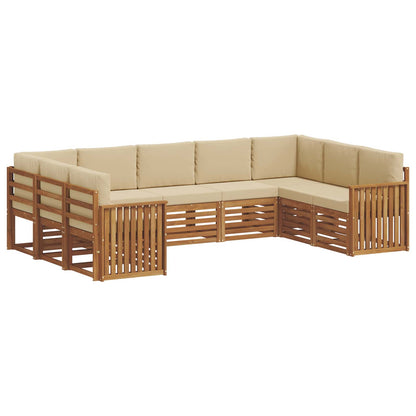 Set divani 9 pcs Naturale e Beige Legno di Acacia Massello
