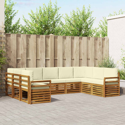 Set divani 9 pcs Naturale e Crema Legno di Acacia Massello