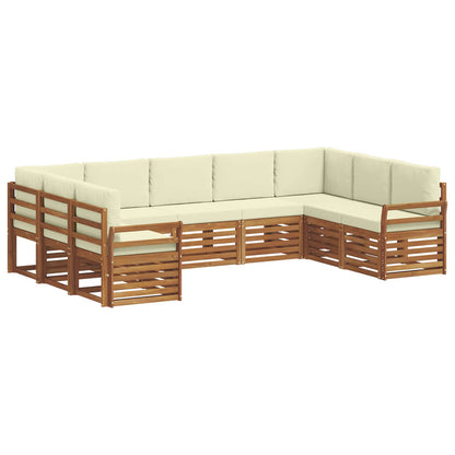 Set divani 9 pcs Naturale e Crema Legno di Acacia Massello