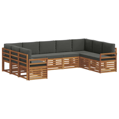 Set divani 9 pcs Naturale e Antracite Legno di Acacia Massello