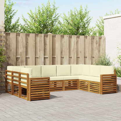 Set divani 9 pcs Naturale e Crema Legno di Acacia Massello