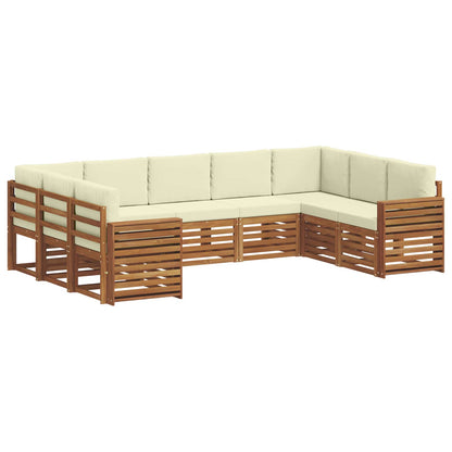 Set divani 9 pcs Naturale e Crema Legno di Acacia Massello