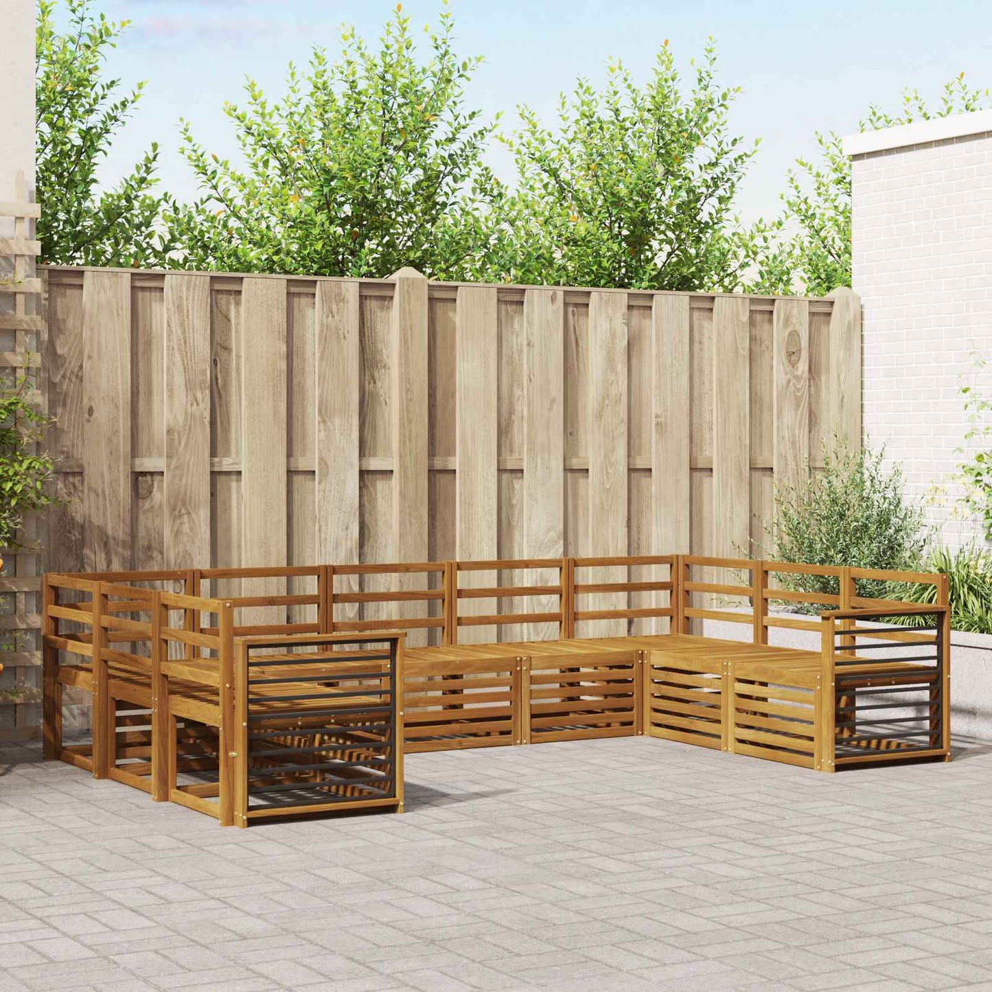 Set divani 9 pcs Naturale Legno di Acacia Massello